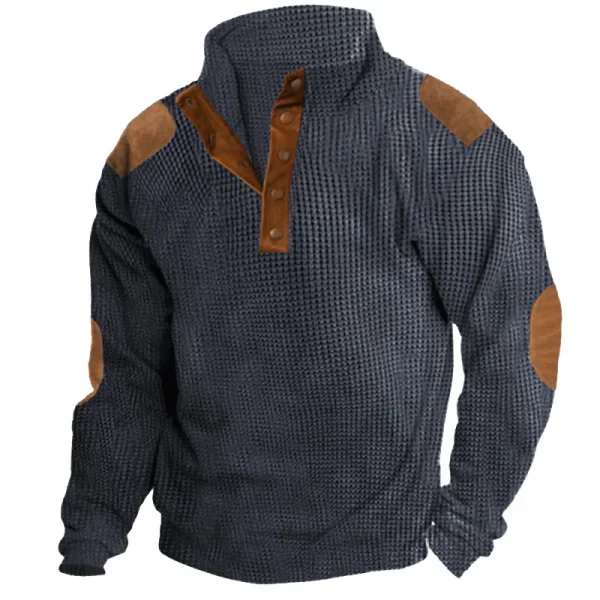 Men's Waffle Knit Collar Sport Shirt for Outdoor Leisure